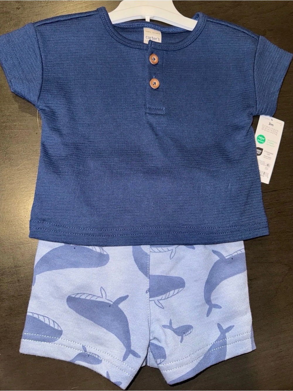 Carter's Navy Top with Light Blue Whale Shorts